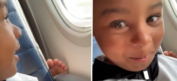 Un adorable gamin de 4 ans se plaint auprès d’un passager d’avion qui a mis ses « pieds puants » sur son accoudoir